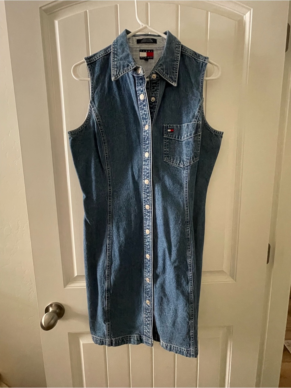 Vintage Tommy Hilfiger Sleeveless Denim Shirt Dress